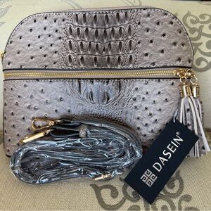 Dasein Khaki Faux Ostrich Women's Crossbody Bag